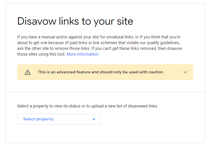 Disavow Page on Google Search Console